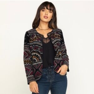 Johnny Was Workshop Size Medium Black Velvet Embroidered Blair Statement Jacket